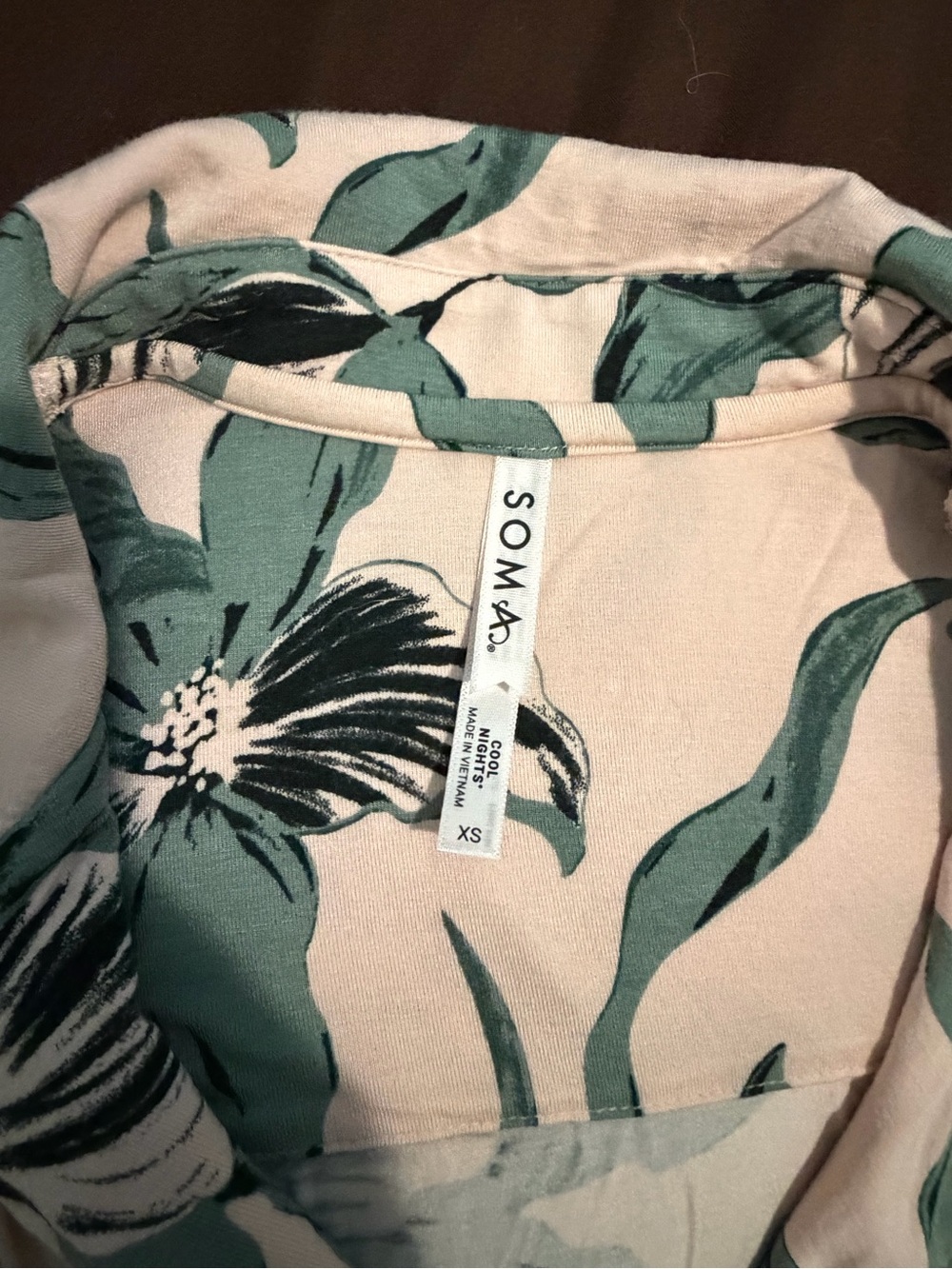 Soma Blush Pink Floral Button-Down with Sage Green Leaf Print set